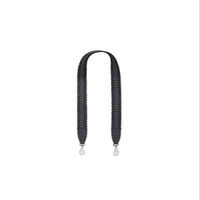 KOLOMOMO Handmade Epsom and Swift leather woven shoulder straps can be used for Bolide bags, 2424 bags (Gris Misty Noir Silver Buckle)