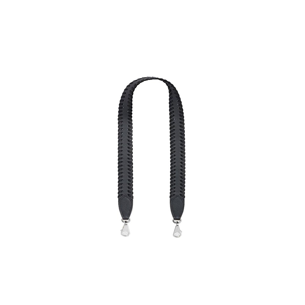 KOLOMOMO Handmade Epsom and Swift leather woven shoulder straps can be used for Bolide bags, 2424 bags (Gris Misty Noir Silver Buckle)