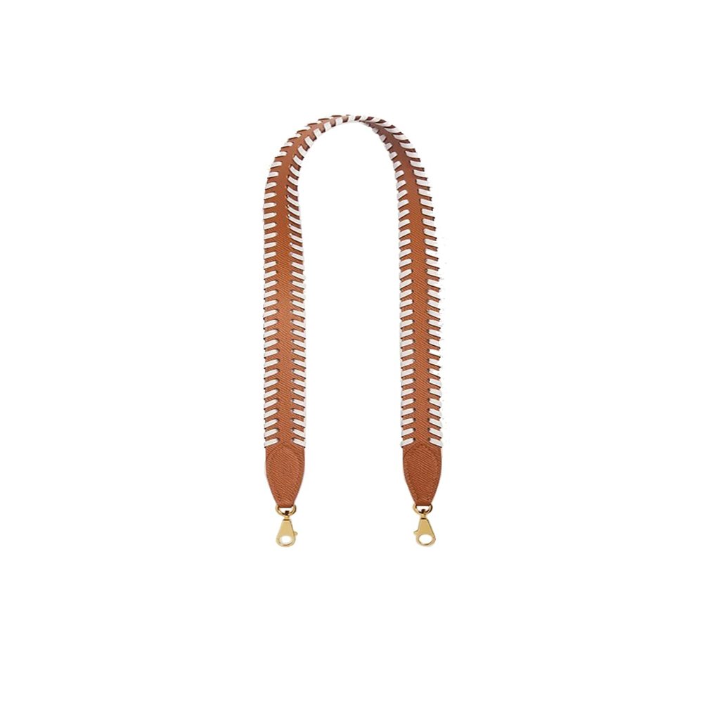 KOLOMOMO Handmade Epsom and Swift leather woven shoulder straps can be used for Bolide bags, 2424 bags (Gold White Gold Buckle)