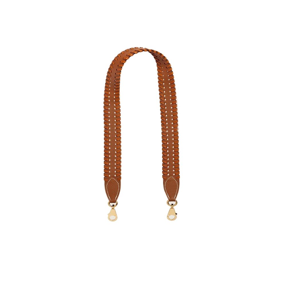 KOLOMOMO Handmade Epsom and Swift leather woven shoulder straps can be used for Bolide bags, 2424 bags (Gold Sesame Gold Buckle)