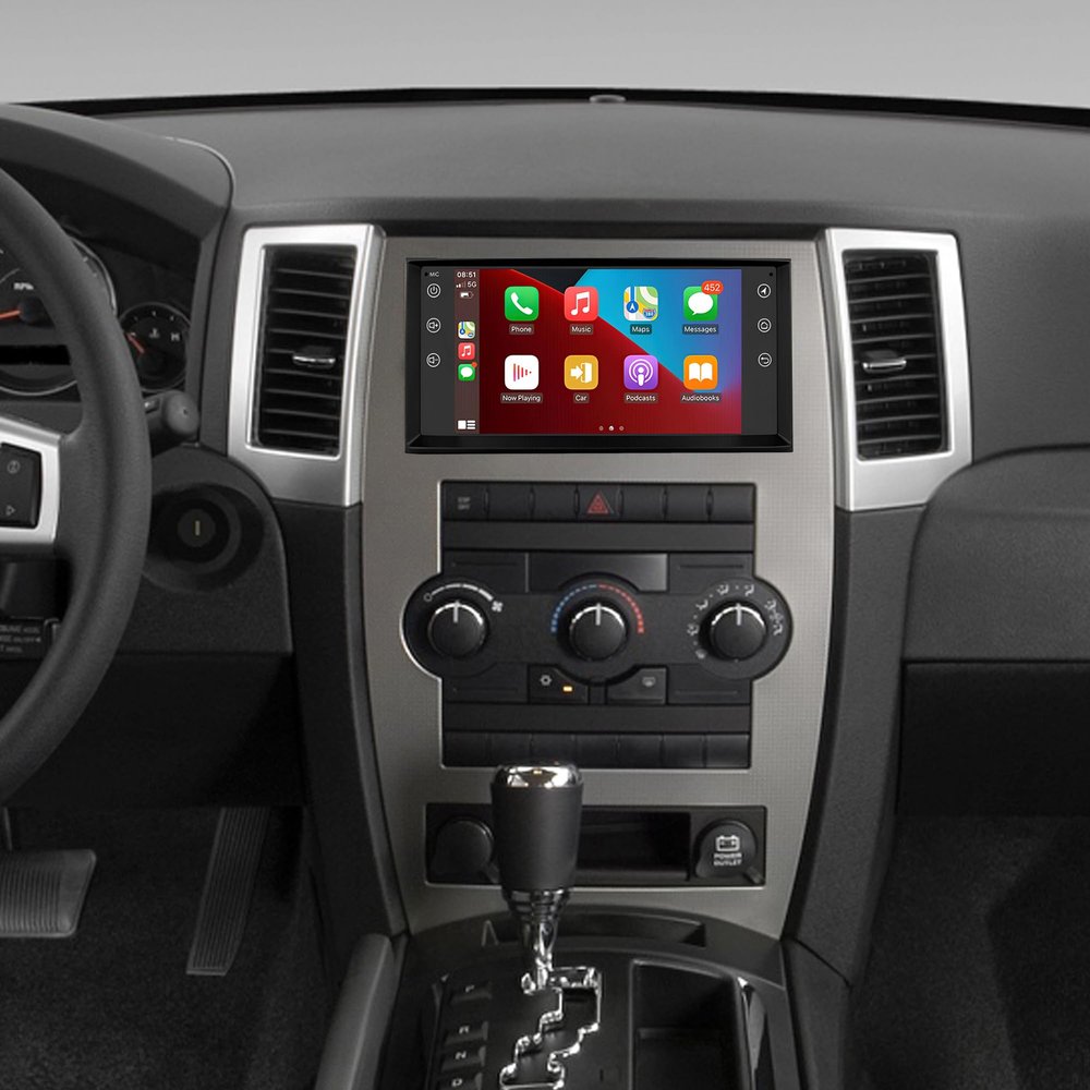 Car Stereo Radio for Jeep Grand Cherokee 2008 2009 2010 2011 2012 2013, 7" Android 13 Car Radio Stereo Touchscreen Head Unit with Wireless CarPlay Android Auto GPS Navigation Bluetooth Camera Mic