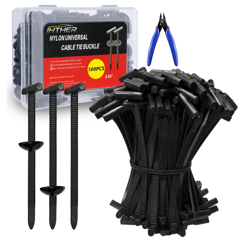 100PCS Upgraded Nylon Universal Cable Tie Buckle,Self-Locking Multifunctional Zipper Clips, Zip Ties Heavy Duty with UV Resistance for Car Bumper Fender Repair, Home, Garden, and Outdoor Organization