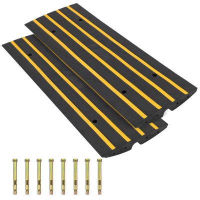2 Pack Rubber Curb Ramps for Driveway - 1 Channel Protective Wire Cord Ramp,Heavy Duty Curb Ramps for Driveway with 8 Expansion Bolts,48"16"2.5",for Loading Dock Garage Sidewalk