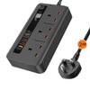 2M Extension Lead Multiple Plug Socket 24H Timing Outlets Cord with Switch(Black) view 1