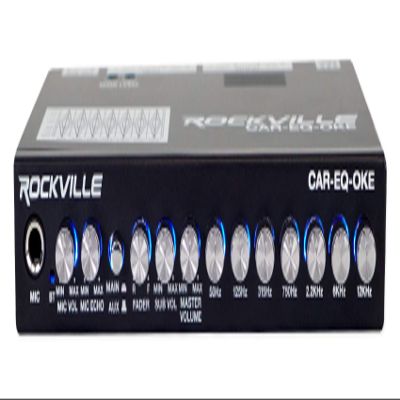 Rockville CAR-EQ-Oke 7-Band Car Audio Equalizer with Bluetooth, Microphone Input with Echo, 7V Line Driver, Vehicle Karaoke and Tailgate Parties