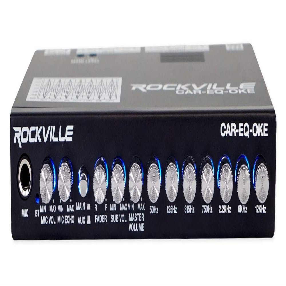 Rockville CAR-EQ-Oke 7-Band Car Audio Equalizer with Bluetooth, Microphone Input with Echo, 7V Line Driver, Vehicle Karaoke and Tailgate Parties