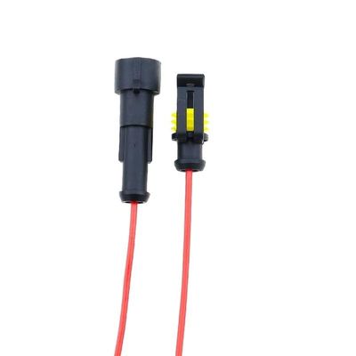 2-5sets 1/2/3/4/5/6 pins Way AMP Super Seal Water Proof Electrical Wire Connector Plug for car Water Proof Connector(1P with Wire Red,5Set)