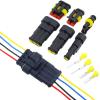 2-5sets 1/2/3/4/5/6 pins Way AMP Super Seal Water Proof Electrical Wire Connector Plug for car Water Proof Connector(1P with Wire Red,5Set) view 2