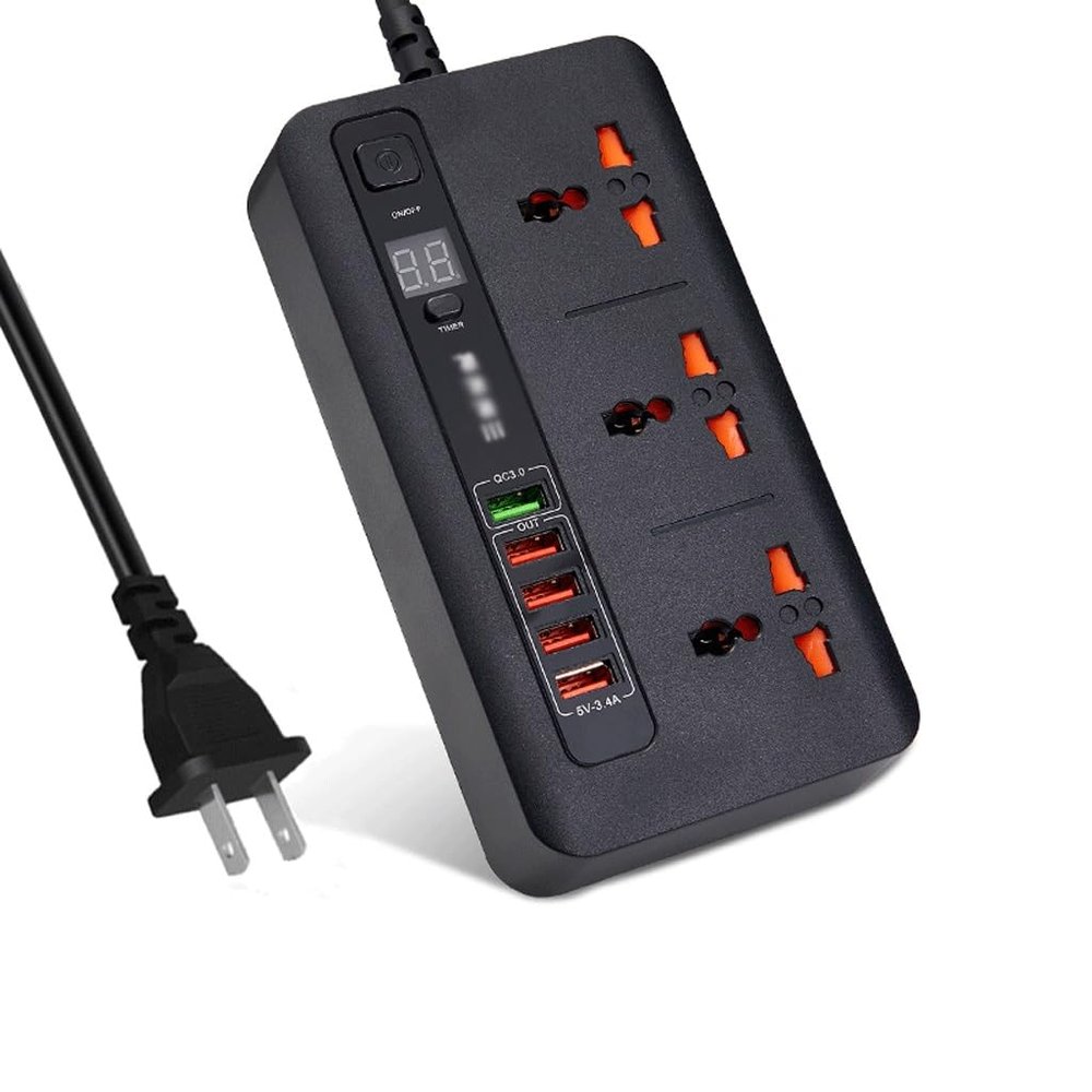 2M Extension Lead Multiple Plug Socket 24H Timing Outlets Cord with Switch(D)