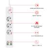 with Multi Socket SwitchPlug Strip with Overload Protection 3AC Plug Extension 2M Cord(D) view 2
