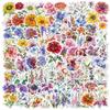 100 Pcs Flowers Stickers Packs, Glitter Holo Holographic Floral Sticker Waterproof Vinyl Stickers Decal for Girl Women Water Bottles Laptop Computer Phone Scrapbooking Skateboard Journaling Luggage view 1