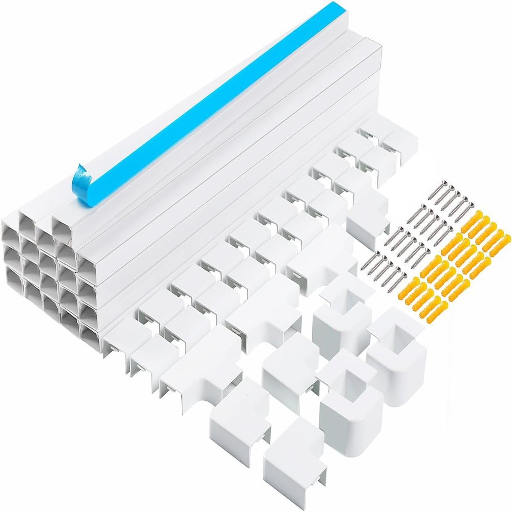 Cable Management 315in PVC Cord Hider TV Cable Hider WallPaintable Cord Concealer for Hide Cords Wall MountedWire Covers for Cords on Wall L15.75*W0.95* H0.55in,White