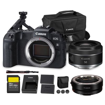 Canon EOS RP Mirrorless Camera| 26.2MP Full Frame Sensor| 4K Video Recording| Lightweight Compact Camera for Travel and Everyday Content Creation + Canon RF 50mm f/1.8 STM Lens + Tripod Grip + More