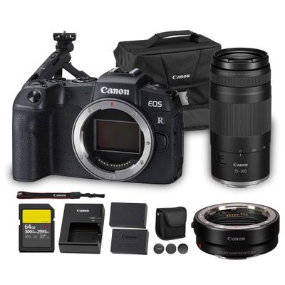Canon EOS RP Mirrorless Camera|26.2MP Full Frame Sensor|4K Video Recording Lightweight Compact Camera for Travel and Everyday Content Creation (3380C002) + Canon RF 75-300mm Lens + Tripod Grip + More