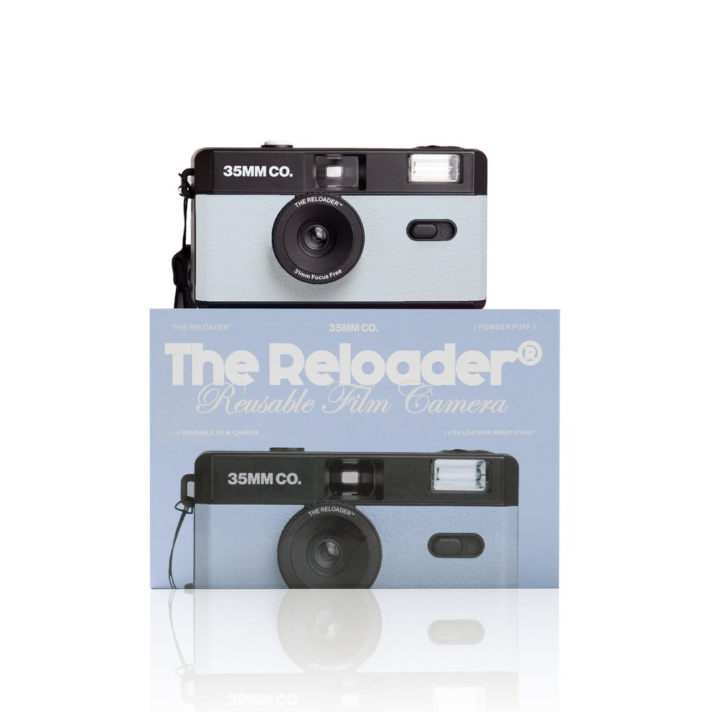 The Reloader 35mm Reusable Film Camera with Flash, Compatible with All 35mm Film, Analog Point & Shoot with Manual Advance & Rewind, Perfect for Travel, Beginners & Everyday Nostalgia - Powderpuff
