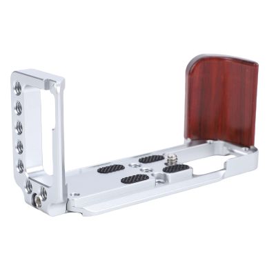 banapoy Handgrip L Shape Grip for XT30 XT30II XT10 XT20 Camera, Wooden Handle Aluminum Alloy L Shape Handgrip Bracket, Built in Quick Release Plate, for XT30 XT30II (Silver)