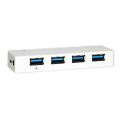 4 Port Self Powered USB 3.0 Super Speed Desktop Hub, White