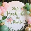 KEWUFD She's Fresh Off The Market Wall Decal Bridal Shower Balloon Arch Market Theme Bachelorette Party Decor Sign view 1