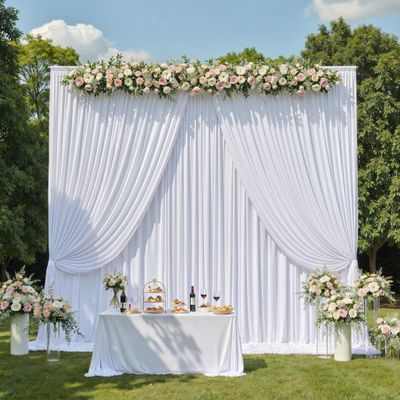 10x12FT White Seamless Backdrop Curtain for Parties,Wrinkle Free Silky Polyester Photo Backdrop Drapes for Wedding Birthday Baby Shower Graduation Photography Background,Each Panel 10x12FT Seamless