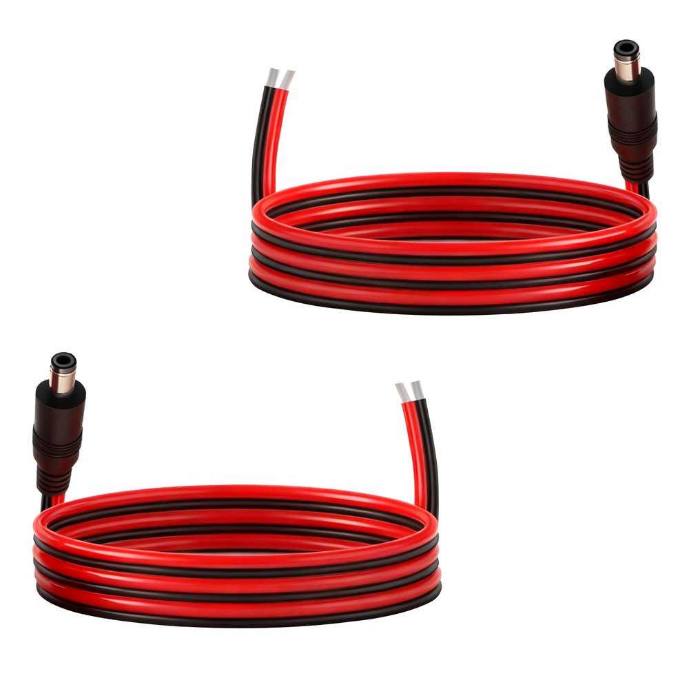 3.3FT 14AWG DC Power Cable 5.5mm x 2.5mm Male Connector Pre-Tinned Branch Wire DC Extension Cable 5525 Connector for LED Strip Lights CCTV Surveillance Cameras 3D Printers Solar Panels DIY Projects