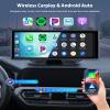 10.26 Wireless CarPlay Screen Portable Car Stereo, Upriding Wireless Android Auto Mirror Link, 1600x600 IPS Touchscreen, Voice Control, Navigation, Bluetooth, Plug n Play view 2