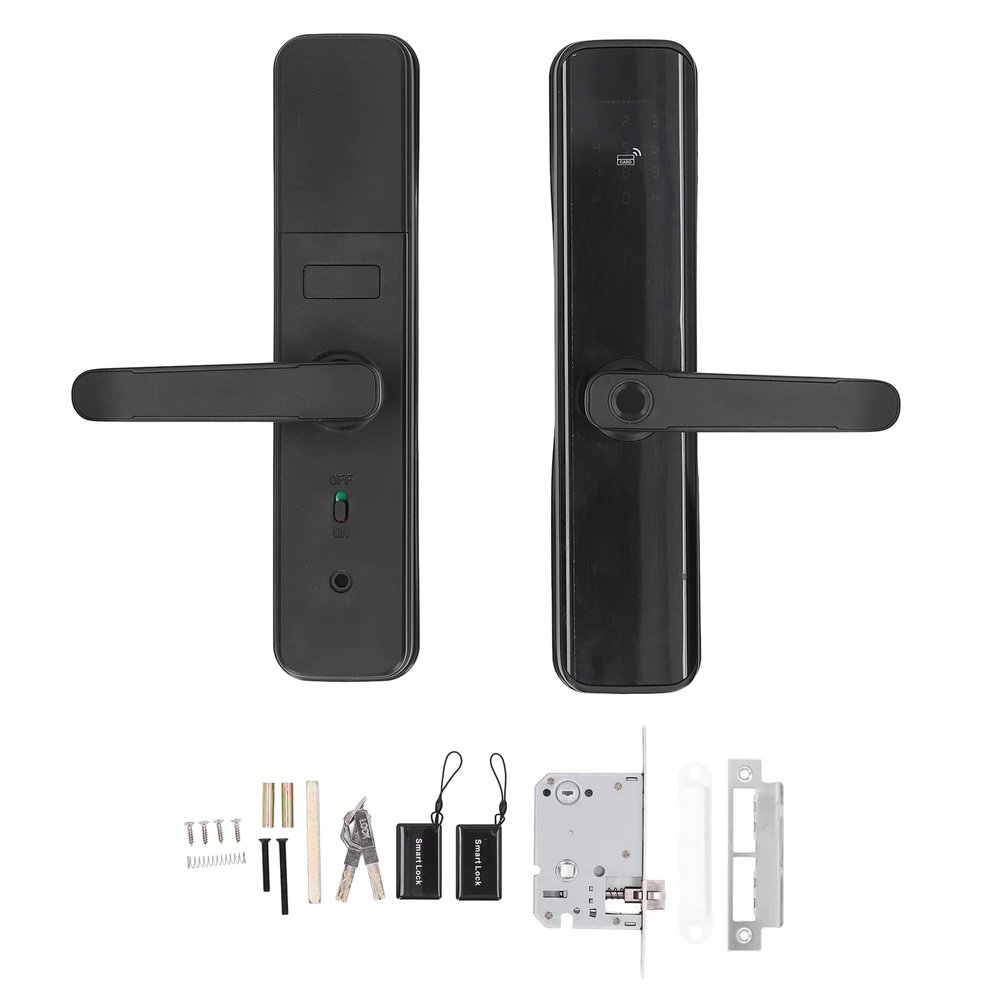 Fingerprint Door Lock, Keyless Entry System, Aluminum Alloy Handle with Fingerprint Password App Key Card, Multiple Unlock Methods for, Compatible for Doors 40 60mm Thick