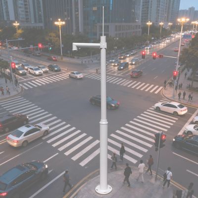 2m to 6m Tall Security Camera Pole Outdoor, Universal Surveillance Camera Post Stand with Ground Cage & Lightning Rod, Industrial Commercial Home Use(3 Sections 13ft/4m)