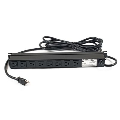 1583H8B1BKV, Power Strip; Outlet Strip; 15 Amp; Horizontal Rack Mount; Shielded Cord