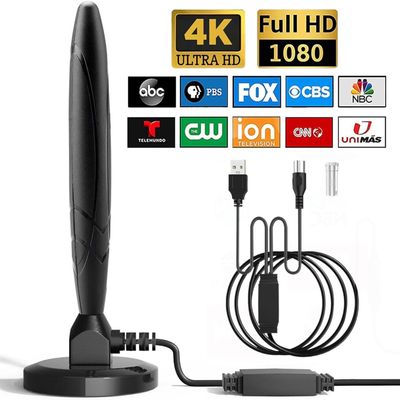 TV Antenna Indoor Antenna for Smart TV for Long Range Reception and All Smart TVs HD Digital Antenna with Amplifier Signal Booster for Local Channels Supports 4K 1080p-2025 Upgrade(Black)