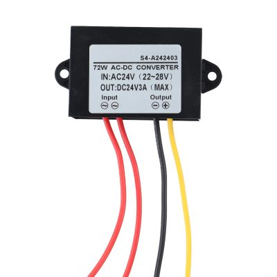 AC-DC Power Converter AC 24V to DC 24V 3A Voltage Regulator 72W IP68 Waterproof Module with Overload and Short Circuit Protection for LED Lights Motors Outdoor Industrial Use