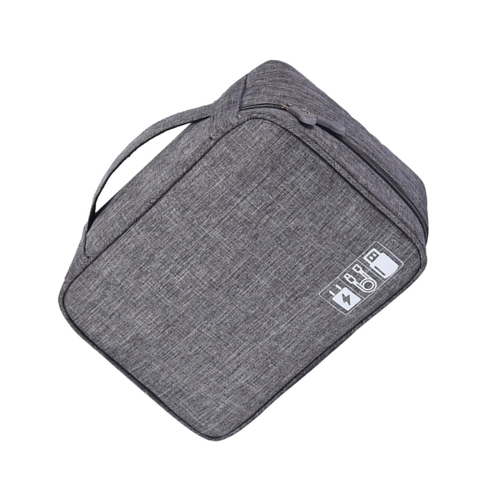BRIGHTFUFU Portable Electronics Accessories Organizer Bag Large Gray Digital Storage Case Scratch-resistant Travel Charger Pouch Featuring Reliable Closure for Cable and Gadget Protection