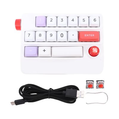 CHEOTIME Mechanical Number Pad, USB Wired 17 Keys Programmable Numeric Keypad with Joystick Control Hot Swappable N Key Rollover 12 RGB Backlit for PC Laptop Gaming Office (White)