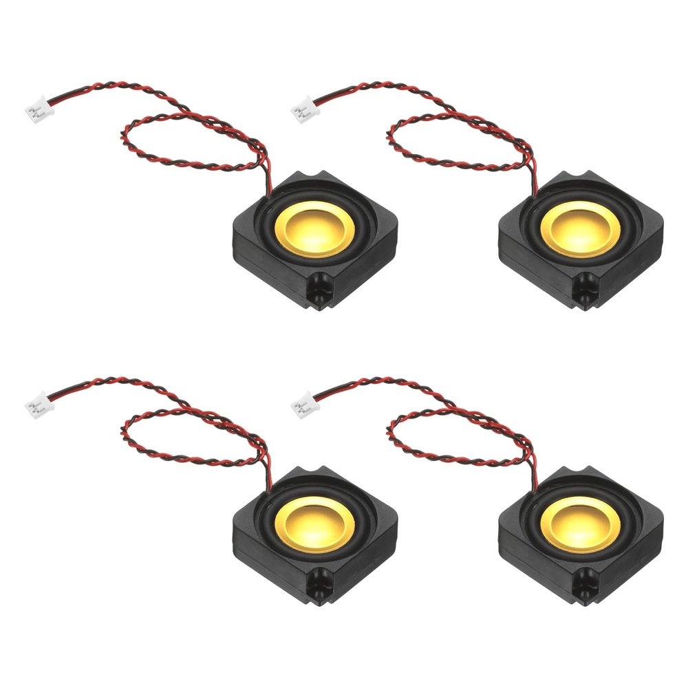 PATIKIL 3 Watt 4 Ohm Mini Speaker, 2PCS Full-Range Mobile Portable Advertising Machine Micro Loudspeaker Connector for Small Electronic Project, Black Gold