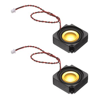 PATIKIL 3 Watt 4 Ohm Mini Speaker, 2PCS Full-Range Mobile Portable Advertising Machine Micro Loudspeaker Connector for Small Electronic Projects, Black Gold