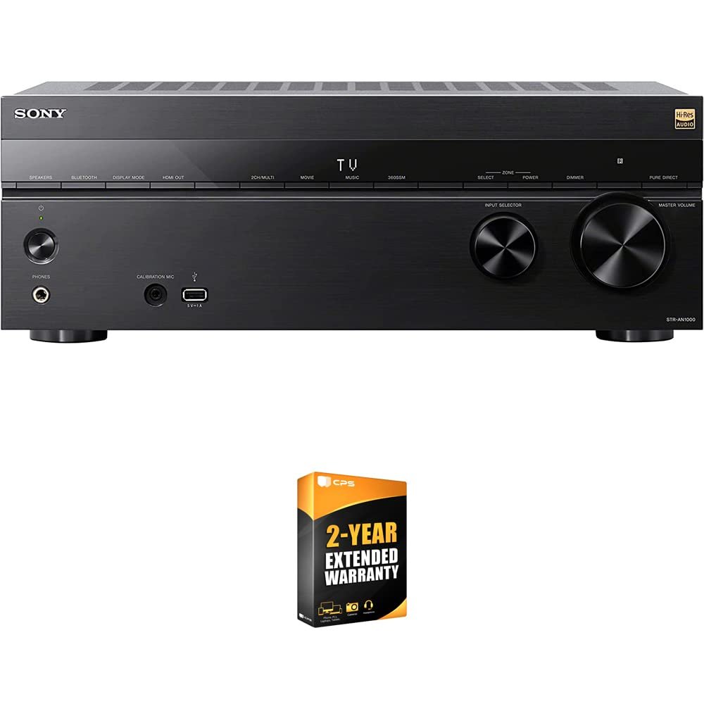 Sony STR-AN1000 7.2 Channel Home Theater 8K A/V Receiver Bundle with 26 Month CPS Extended Protection Pack (Renewed)