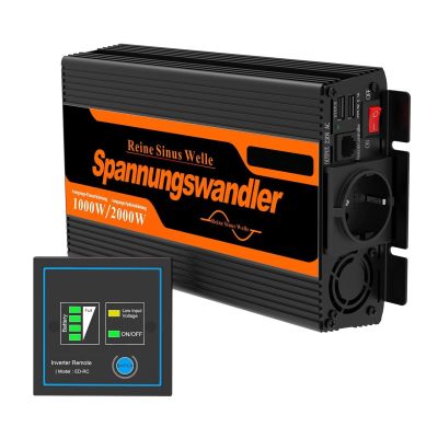 1000W Pure Sine Wave Power Inverter DC 12V to AC Off Grid Converter for Car Boat Solar System