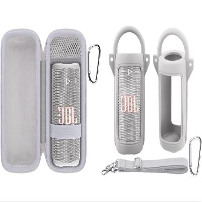 co2CREA Bundle for JBL Grip Hard Travel Carrying Case + Silicone Protective Cover with Shoulder Strap & Carabiner (White)
