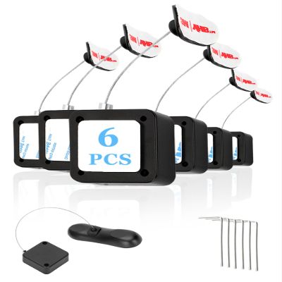 6Pack Remote Control Tether, 6.5 Ft Remote Control Leash, Retractable Safety Lock with Adjustable Lock Strap for TV Remotes, Game Controllers, and Tablets - Perfect for Showrooms