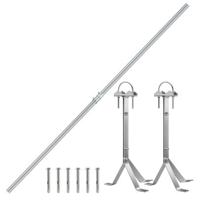 6Ft Galvanized Steel Antenna Mast Poles Kit OD 1 1/4" with 304 Stainless Steel Antenna Wall Mount Brackets for TV Radio Satellite Antenna (2 Pcs 1.25" x 3Ft Antenna Poles,2 Pcs 16" Brackets)