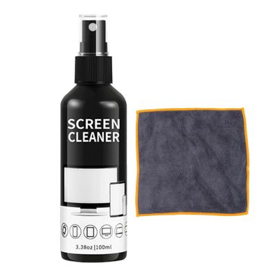 Electronics Cleaner Spray - 100ml Quick-Drying Screen Cleaning Mist | Laptop Monitor Smartphone Car Computer TV Screen Cleaner Spray and Cloth Kit Compact Odorless Streak-Free Cleaning Solution