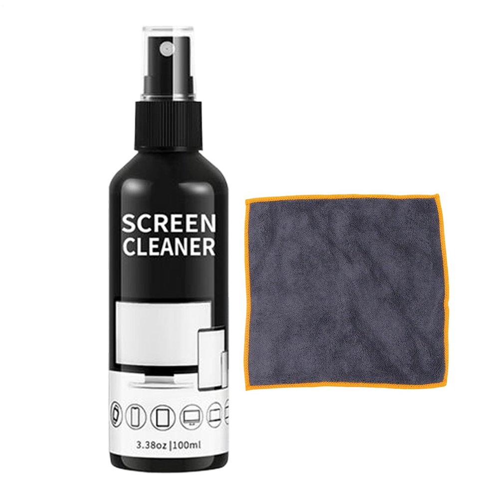 Electronics Cleaner Spray - 100ml Quick-Drying Screen Cleaning Mist | Laptop Monitor Smartphone Car Computer TV Screen Cleaner Spray and Cloth Kit Compact Odorless Streak-Free Cleaning Solution