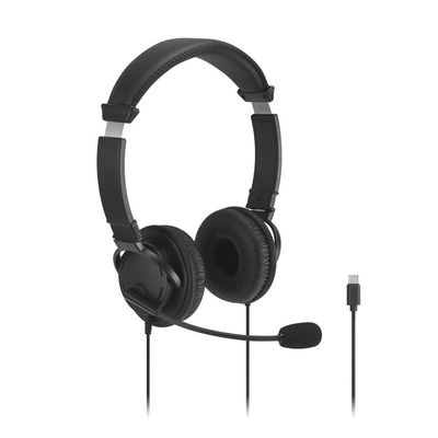 Kensington Classic EQ USB-C Headset with Mic and Volume Control, 6 ft (1.8m) Nylon Braided Cord, for School, Kids, Adults, Padded Adjustable Headband, Black (K97464WW)