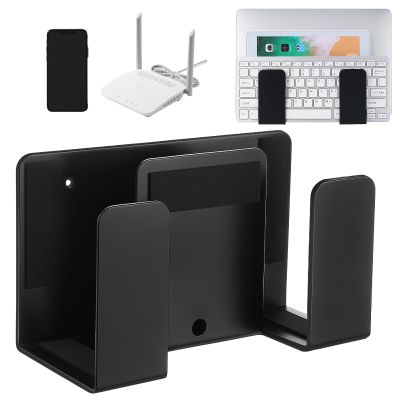 Relaxweex Universal Metal Wall Mount, Laptop Keyboard Shelf 7.87 x 4.72 x 3.35 Inches with 8 EVA Pads, Holder for Tablet, Router, Modem, Cable Box, Gaming Console (Black)