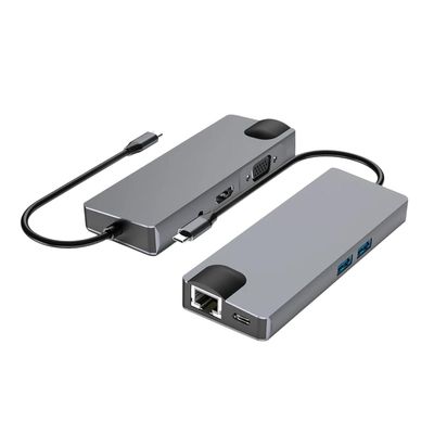 7 Port Type C HUB with HDMI VGA 3.5mm Replacement for Audi OEM OEMo USpB Cable Splitter USpB C Charge Adaptier 1000Mbps RJ45 LAN Network Extend Converter