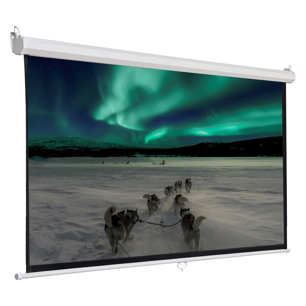60/72/84 inch Manual Pull Down Projector Screen, 4:3 4K 1080 HD Wall/Ceiling Mounted Auto-Locking Movie Screen for Family Home Office Theater(72 in)