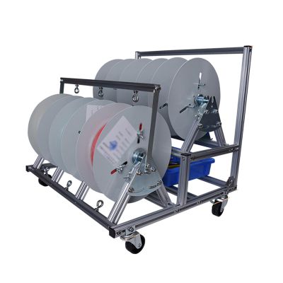 4/6 Axle Reel Holder/Dispenser,Silver Wire Spool Rack with Wheels,Electrical Wire Spool Holder Cart,Independent Bearing for Industrial(6 reel)