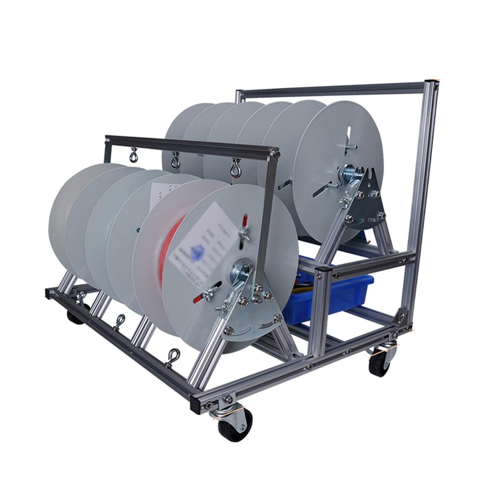 4/6 Axle Reel Holder/Dispenser,Silver Wire Spool Rack with Wheels,Electrical Wire Spool Holder Cart,Independent Bearing for Industrial(6 reel)