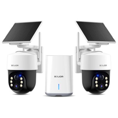 SOLIOM Security Cameras Wireless Outdoor,4K Ultra HD for Day and Night, No Subscription,Built in Radar,Solar Powered Cameras for Home Security, 360 Pan Tilt Auto Tracking,5G & 2.4G WiFi, 2-Cam Kit