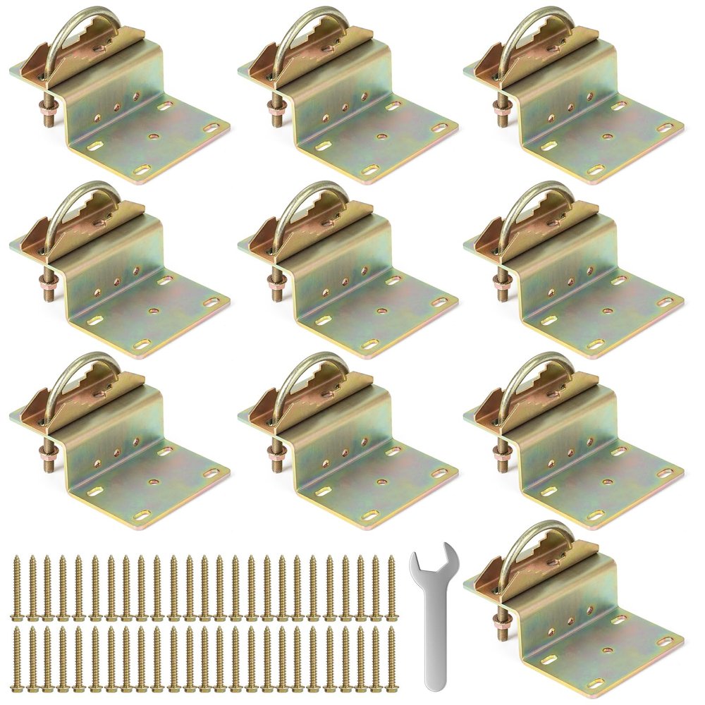 10 Sets Antenna Pole Mount Z Bracket Heavy-Duty M8 U Bolt Windproof Antenna Mast Clamp Galvanized Steel + 50 Screws for Home Outside TV Antenna Pole Holder