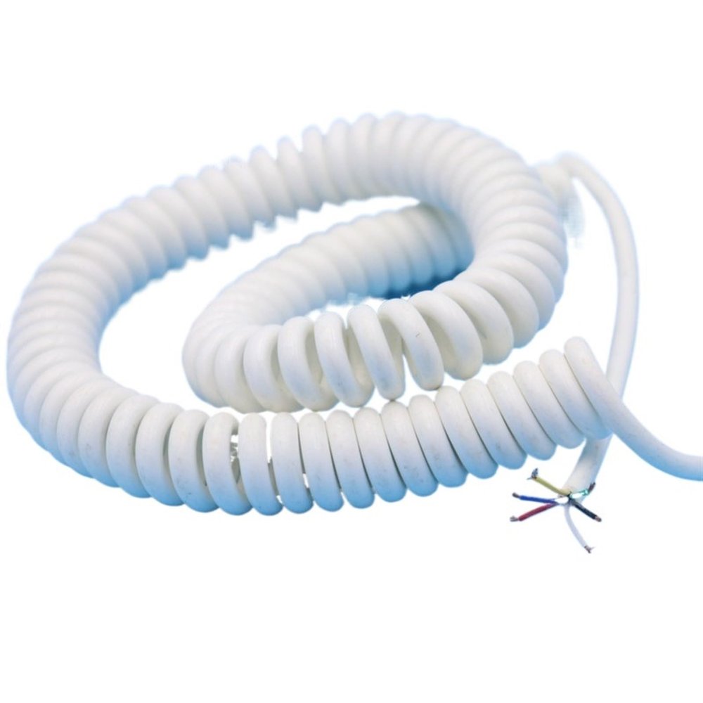 Electrical Wire,Telescopic Spiral Cable, 6 Core 24AWG Spiral Telescopic Wire 0.2mm2 White Stretch 3 Meters 9 14 15 Spring Cable(Stretch 2 Meter)